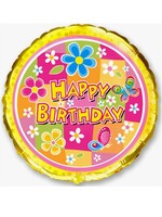 Фольгированный шар с гелием "Happy Birthday", цветы №18