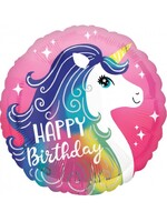 Фольгированный шар с гелием "HAPPY BIRTHDAY", единорог №17