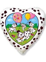 Фольгированное сердце с гелием "Happy Birthday", далматинцы" №603