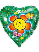 Фольгированное сердце с гелием "Цветок", зелёное №54
