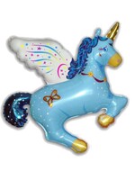 Фольгированная фигура с гелием "Волшебный единорог", синий, №94