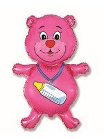 Фольгированная фигура с гелием "Медвежонок девочка", розовый №90
