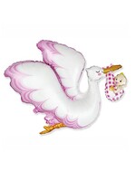 Фольгированная фигура с гелием "Аист с девочкой" №82