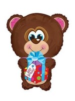 Фольгированная фигура с гелием "Мишка с подарком" №83