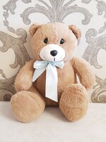 Плюшевый мишка с бантом, бурый, 35 см