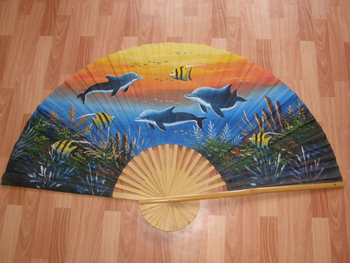 Веер декоративный "Семья дельфинов", 152 см. большой