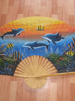 Веер декоративный "Семья дельфинов", 152 см. большой