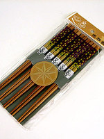 Палочки бамбуковые с рисунком, светло-коричневые, 5 пар