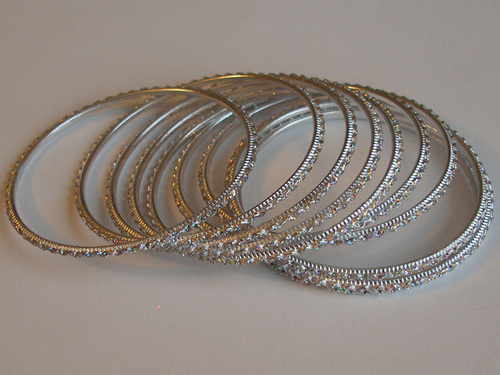 Набор браслетов "Восточная Индия", яркое серебро, 6 см