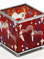 Подсвечник "Влюблённые Сердца", цветное стекло, 8 см