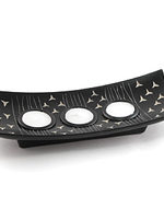 Подсвечник для трёх чайных свечей, чёрный, 25*10*4 см.