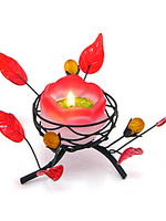 Подсвечник для чайной свечи "Роза", красно-белый, 7 см.